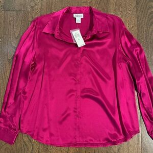 Style & Co Button-Front Blouse in Fuchsia